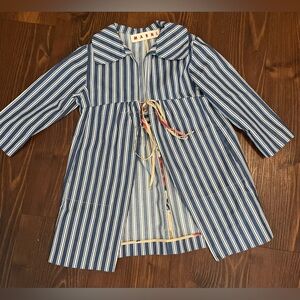 Marni Navy and White Striped Coat Dress